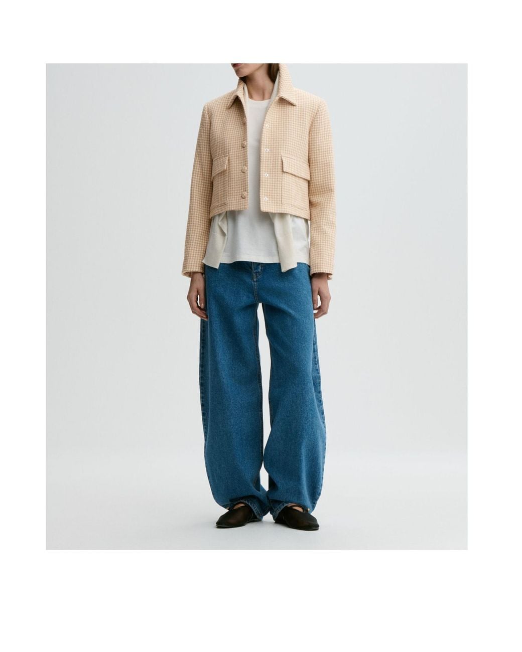 By Malene Birger Natural Annie Checked Cropped Blazer