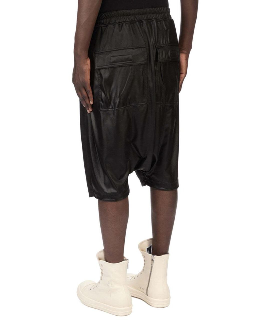 Rick Owens Black Elastic Waist Shorts for men