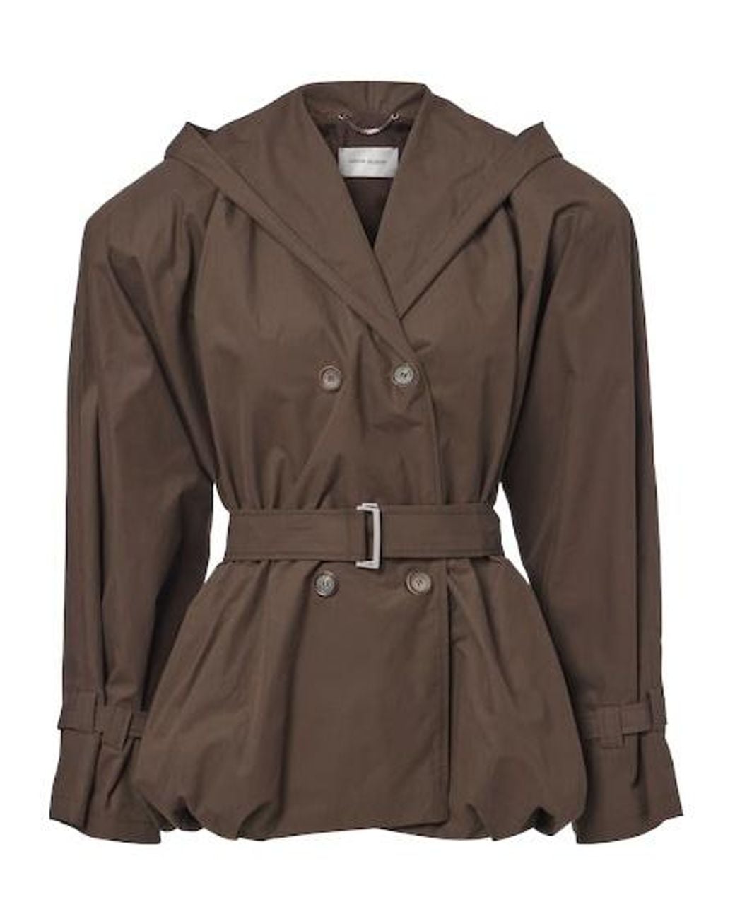 Magda Butrym Brown Belted Hooded Cotton Jacket