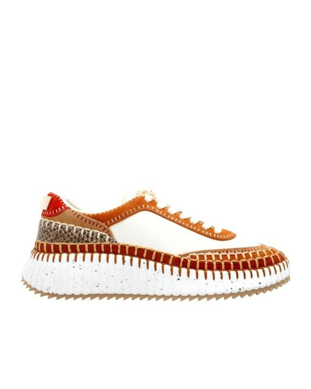Chloé Brown Chloé Stitch Detailed Lace-Up Sneakers
