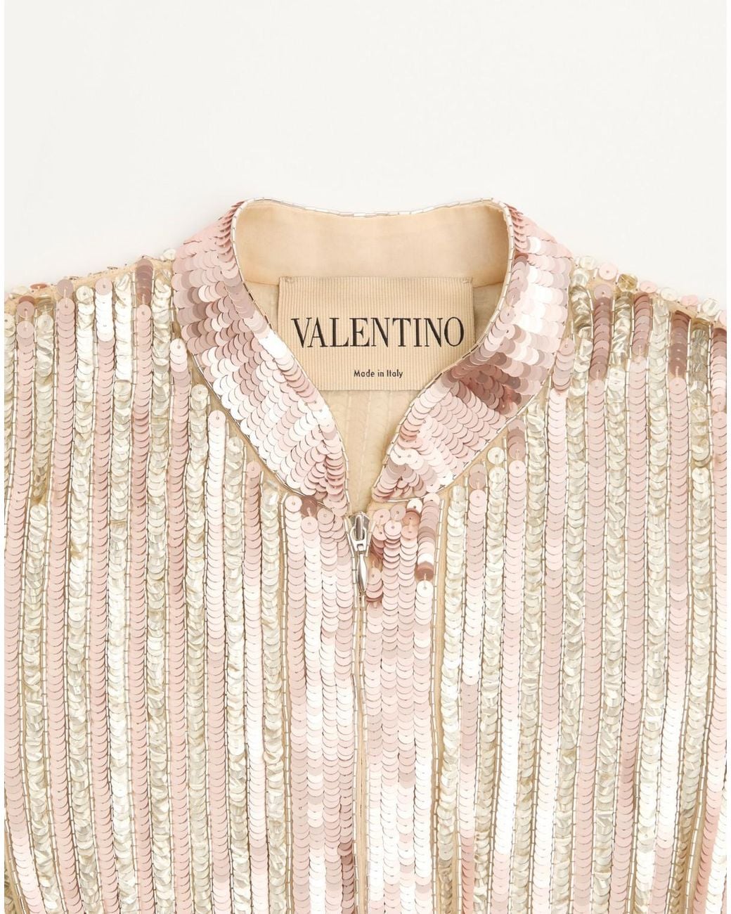 Valentino Natural Embroidered Chiffon Dress