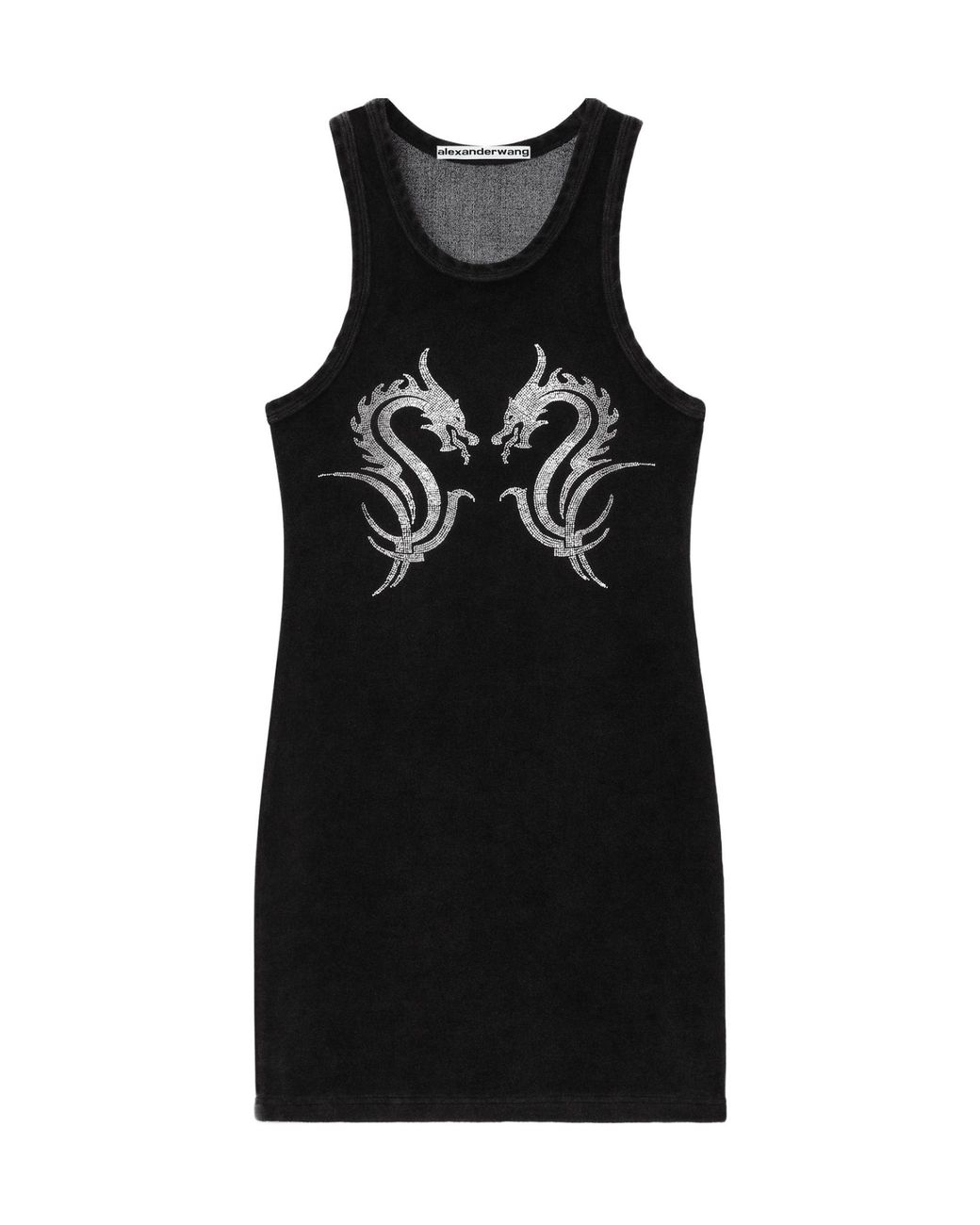 Alexander Wang Black Dragon Hotfix Velour Minidress