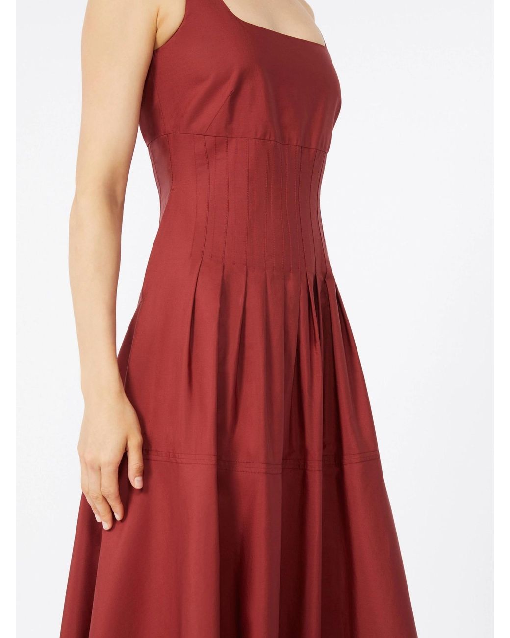 Max Mara Red Poplin Full-Skirt Dress