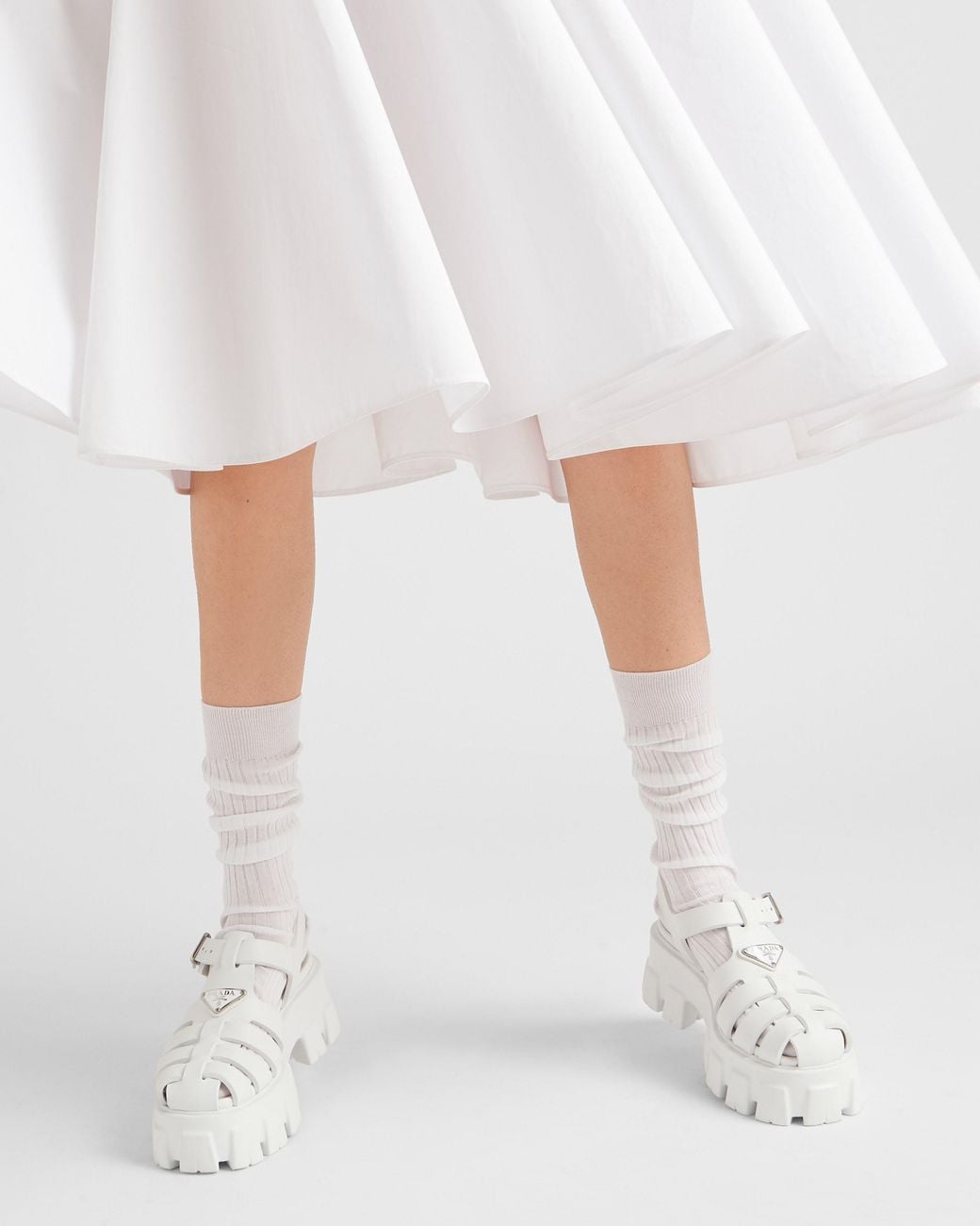 Prada White Rubber Monolith Sandals