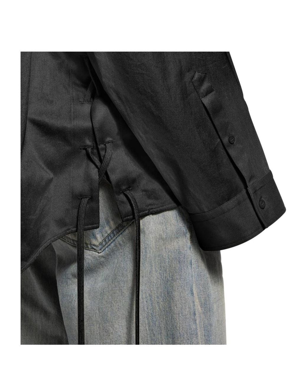 Balenciaga Black Lace-Up Long-Sleeved Shirt
