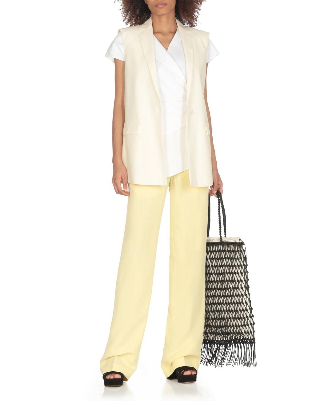 Fabiana Filippi Yellow High Waist Straight-Leg Trousers