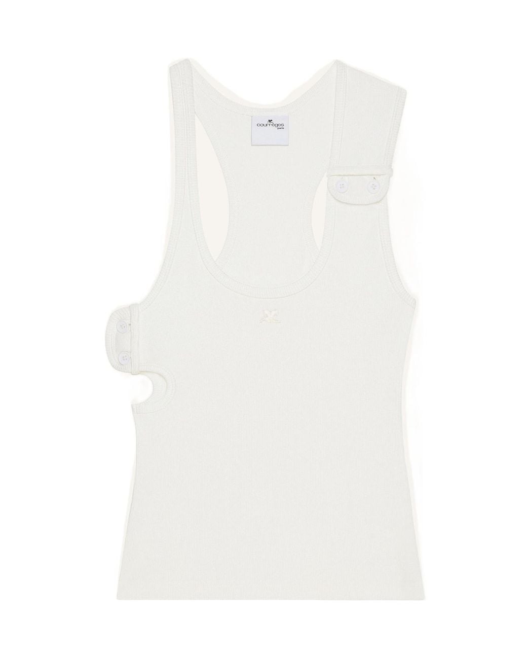 Courreges White Courrèges 90's Ribbed Cut-Out Detailed Tank Top
