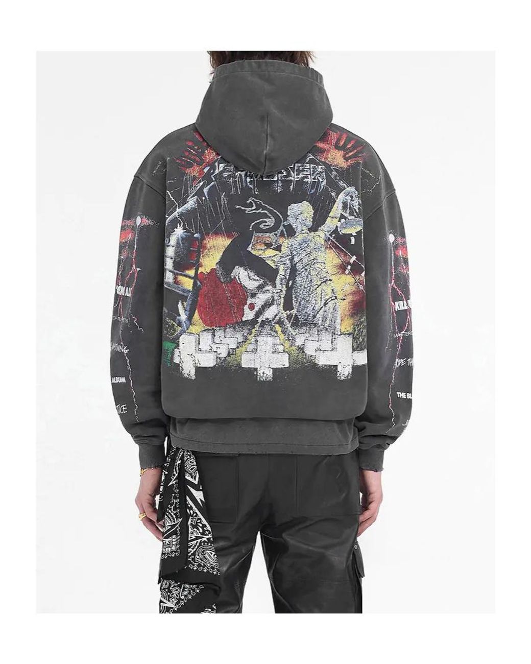 Represent Gray X Metallica Master Of Puppets Distressed Hoodie for men