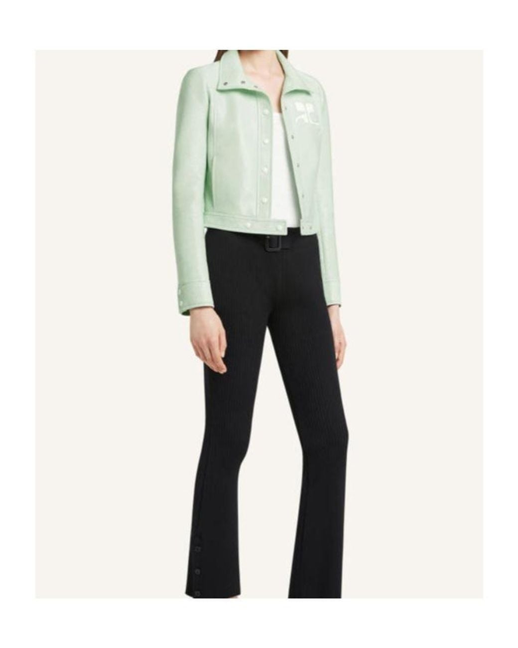 Courreges Green Courrèges Vinyl Collared Button-Up Jacket