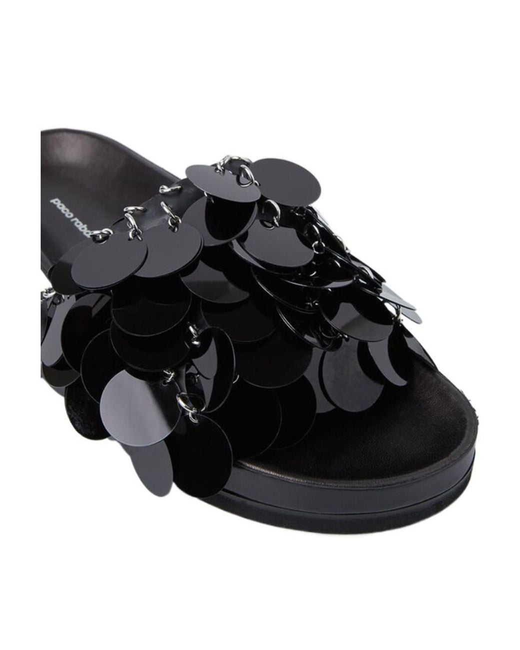 Rabanne Black Sequin Embellishment Open-Toe Sandals