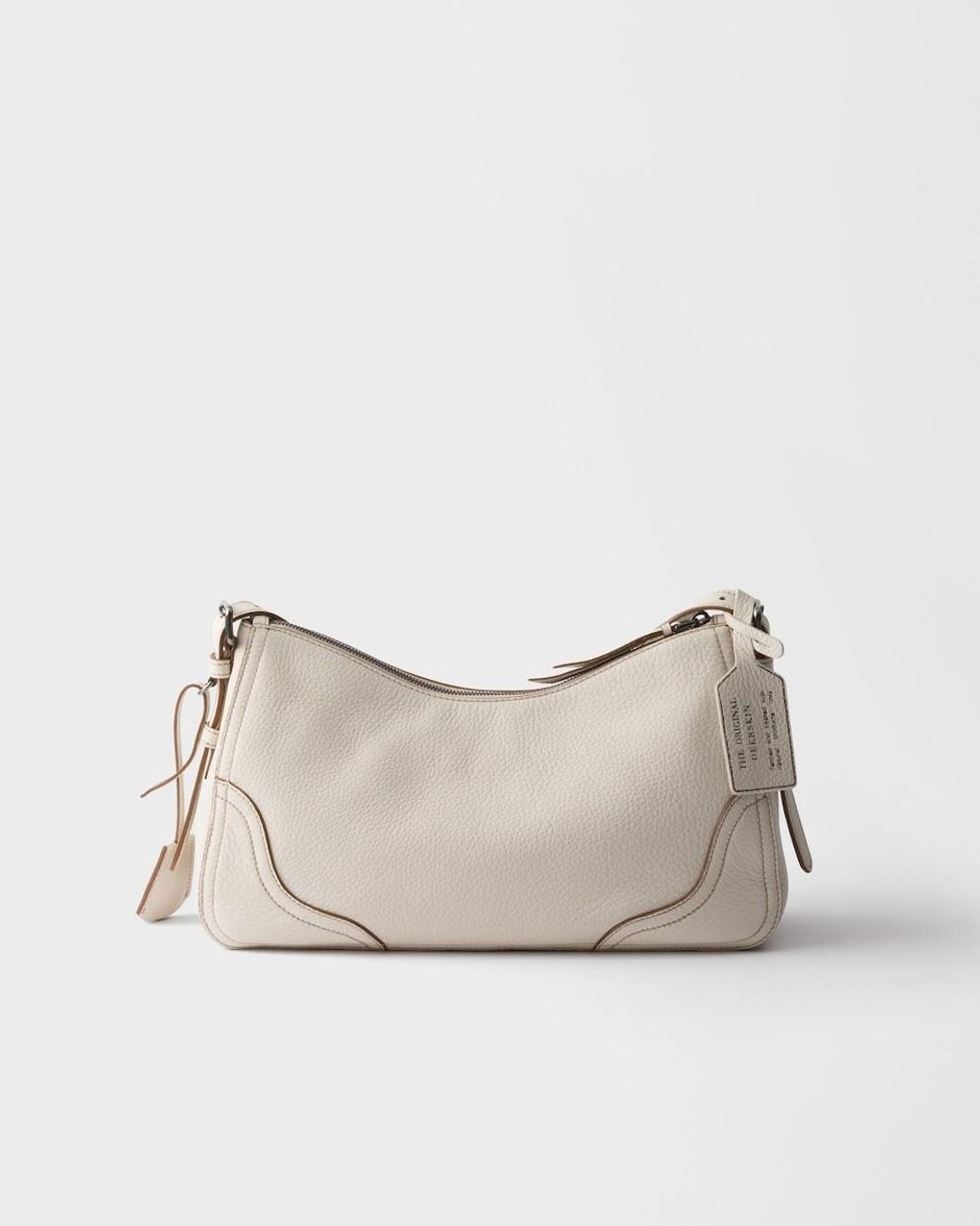 Prada Gray Aimèe Large Leather Shoulder Bag