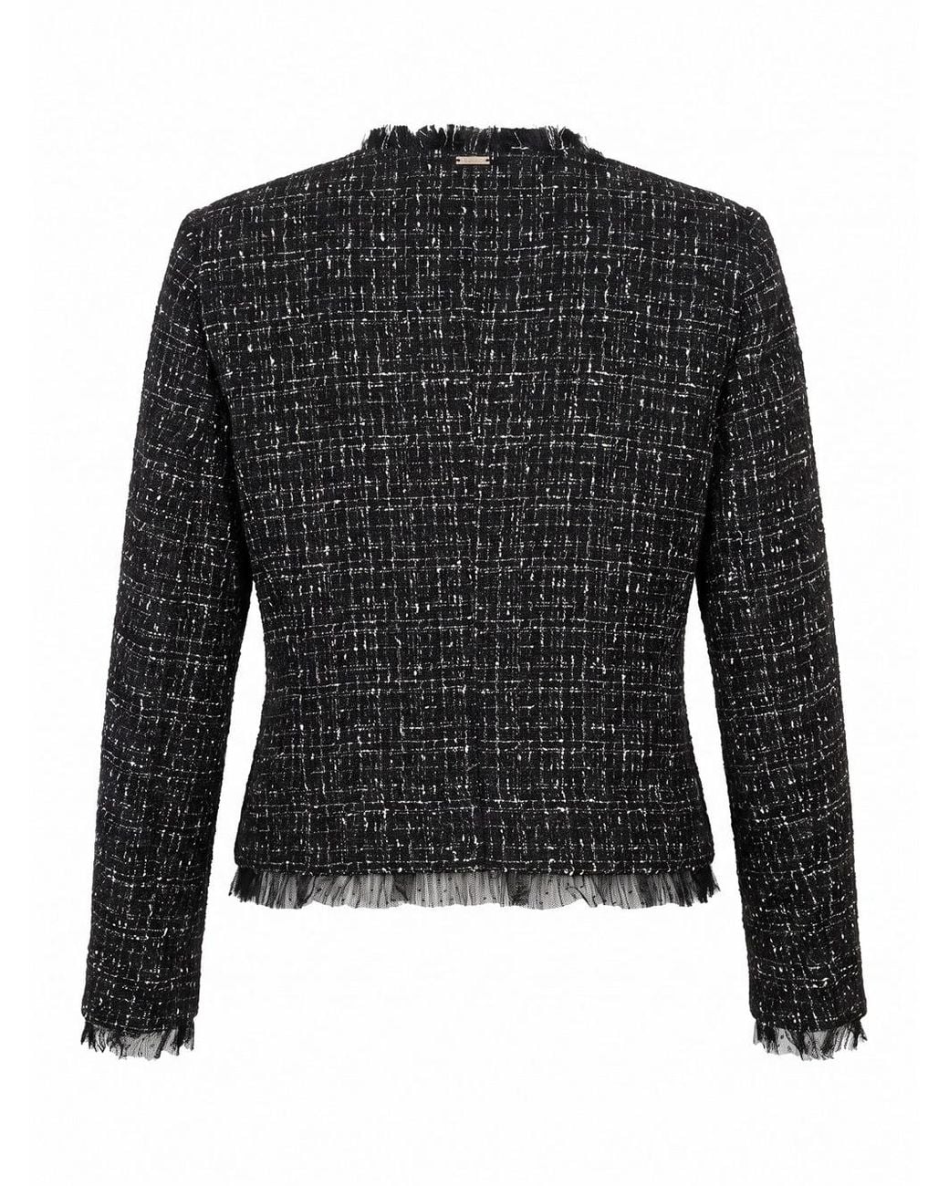 Twinset Black Fringe Detailed Tweed Jacket
