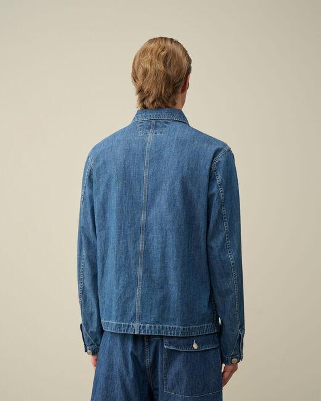 C P Company Blue Long-Sleeved Denim Coat for men