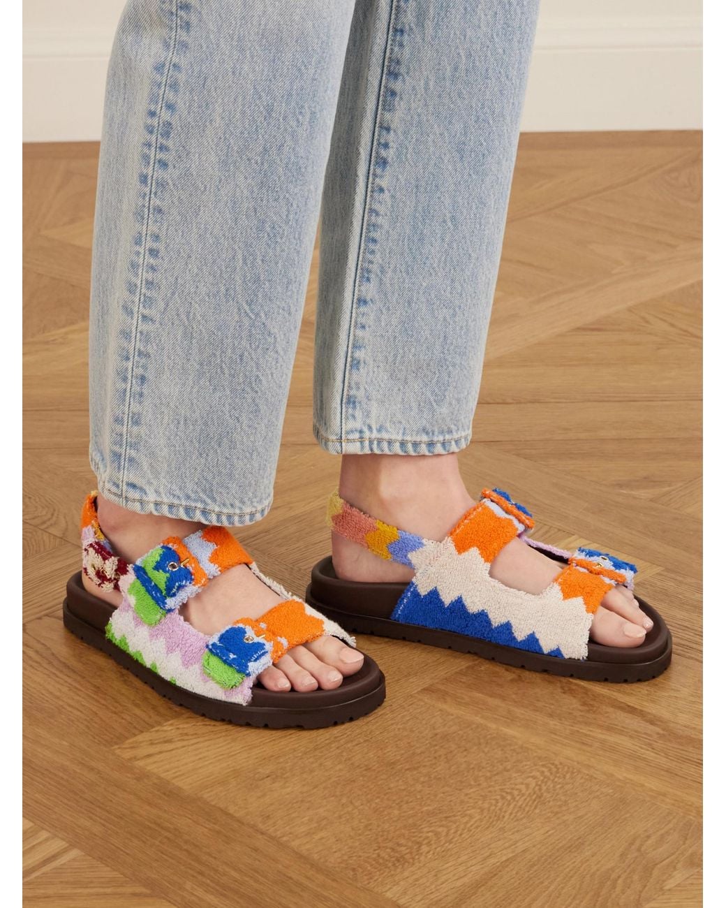 Missoni Green Unique Striped Sandals
