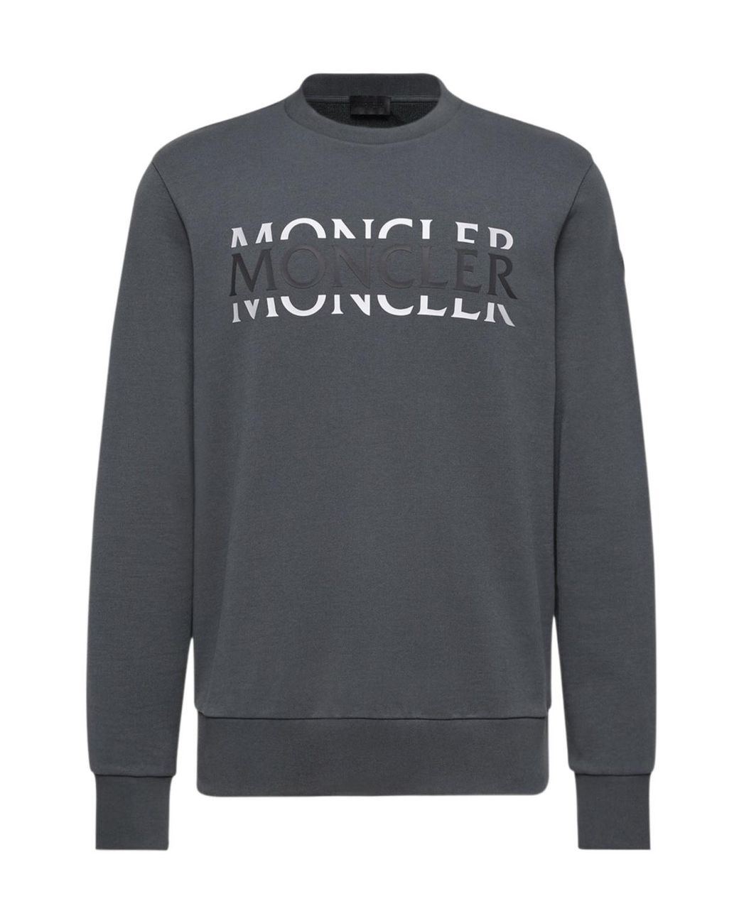 Moncler Black Branded Cotton Sweatshirt for men