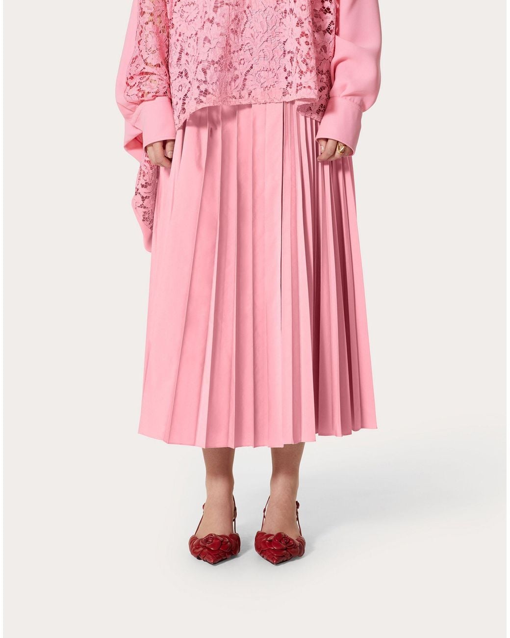 Valentino Pink Fully Pleated Midi Skirt