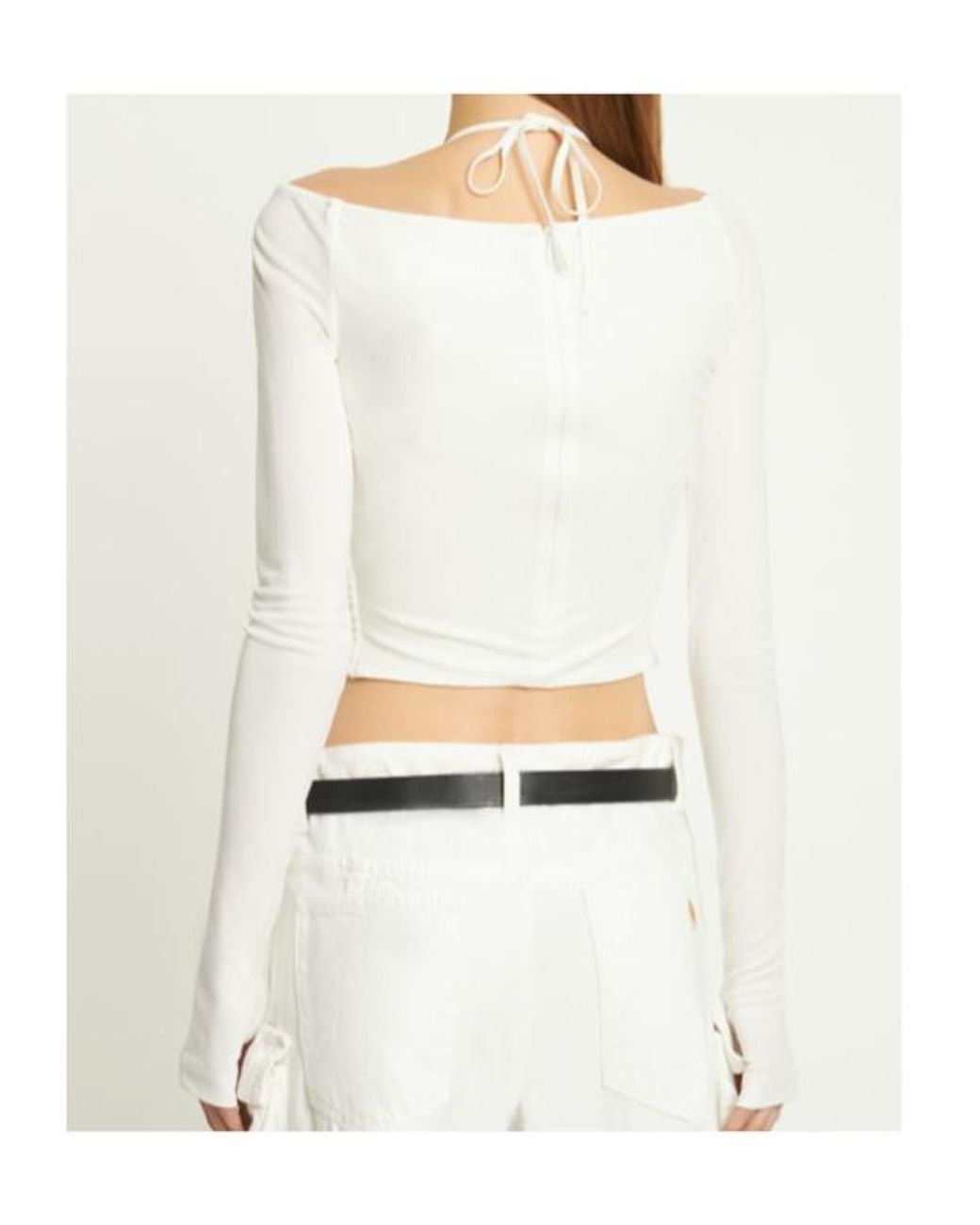 Dion Lee White Pleated Long-Sleeved Blouse