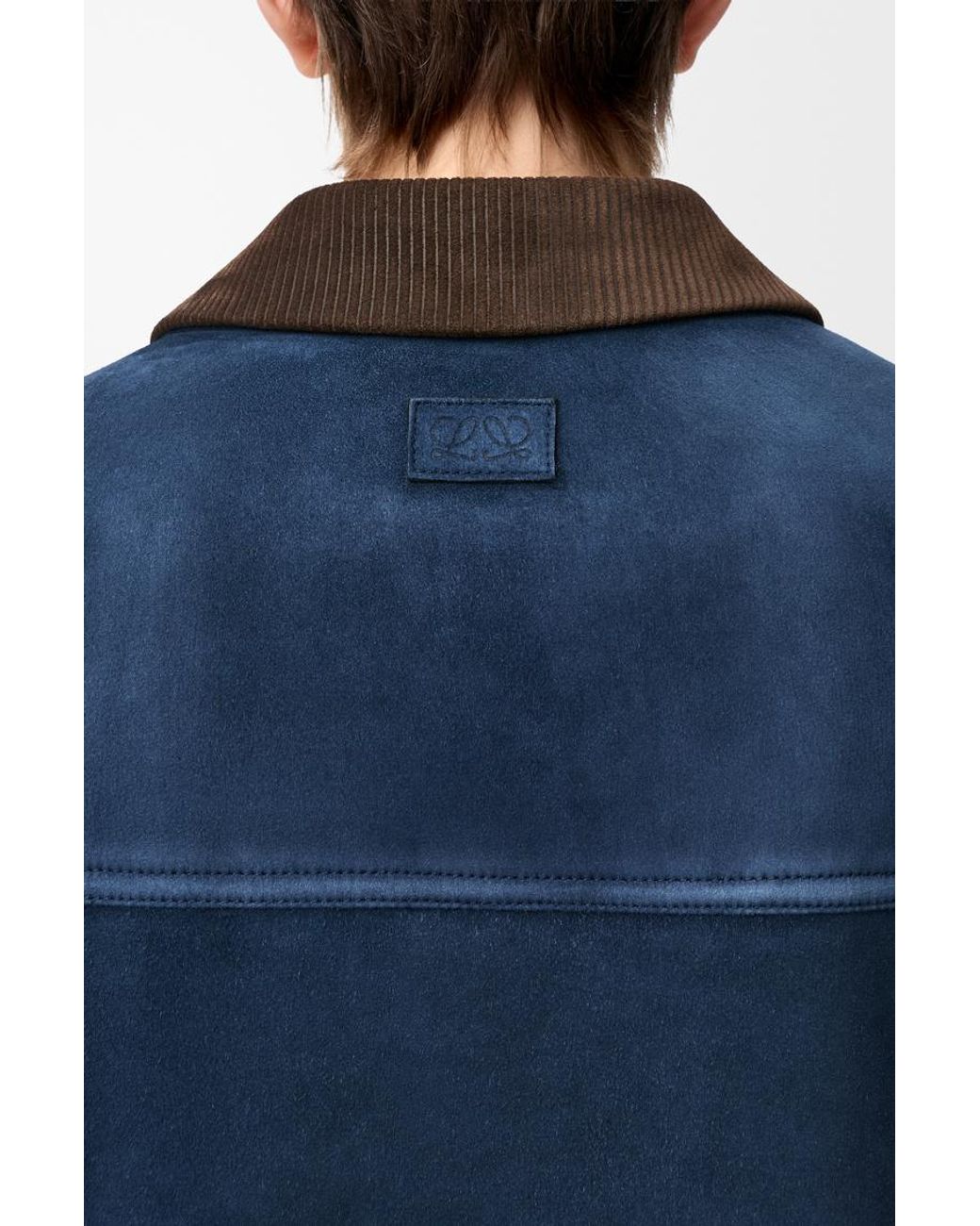 Loewe Blue Corduroy-Collar Suede Jacket for men