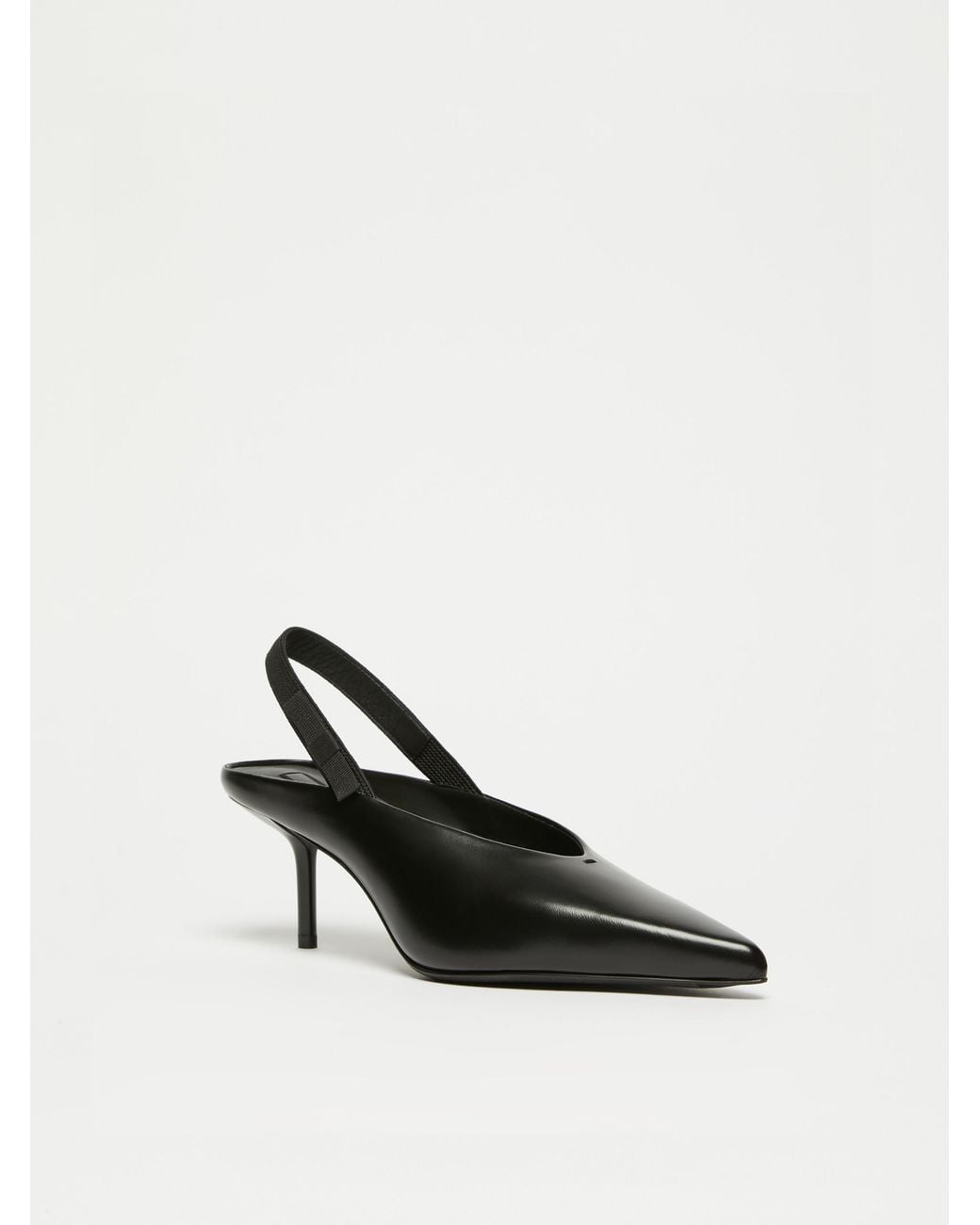 Max Mara Black Leather Slingback Mules With Bow