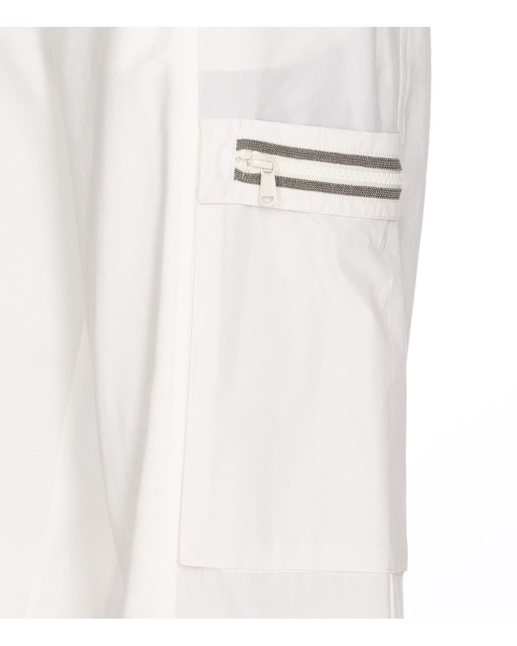Brunello Cucinelli White Drawstring Cargo Pants