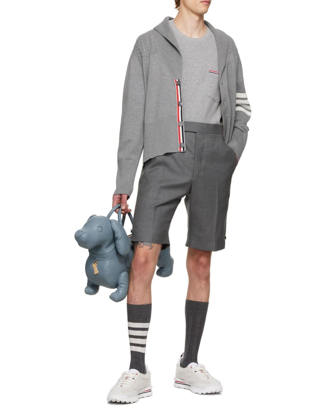 Thom Browne Gray Crewneck Short-Sleeved T-Shirt for men