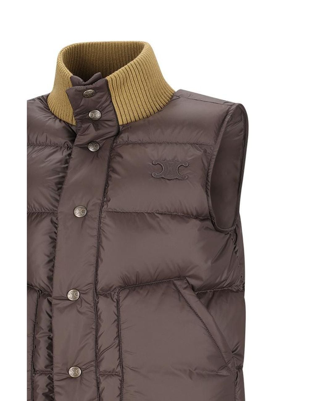 Céline Brown Sleeveless Puffer Jacket