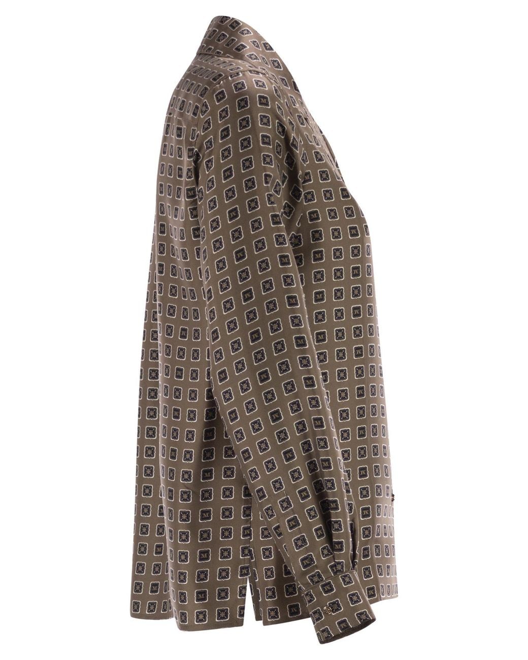 Max Mara Brown Disco All-Over Printed Button-Up Shirt