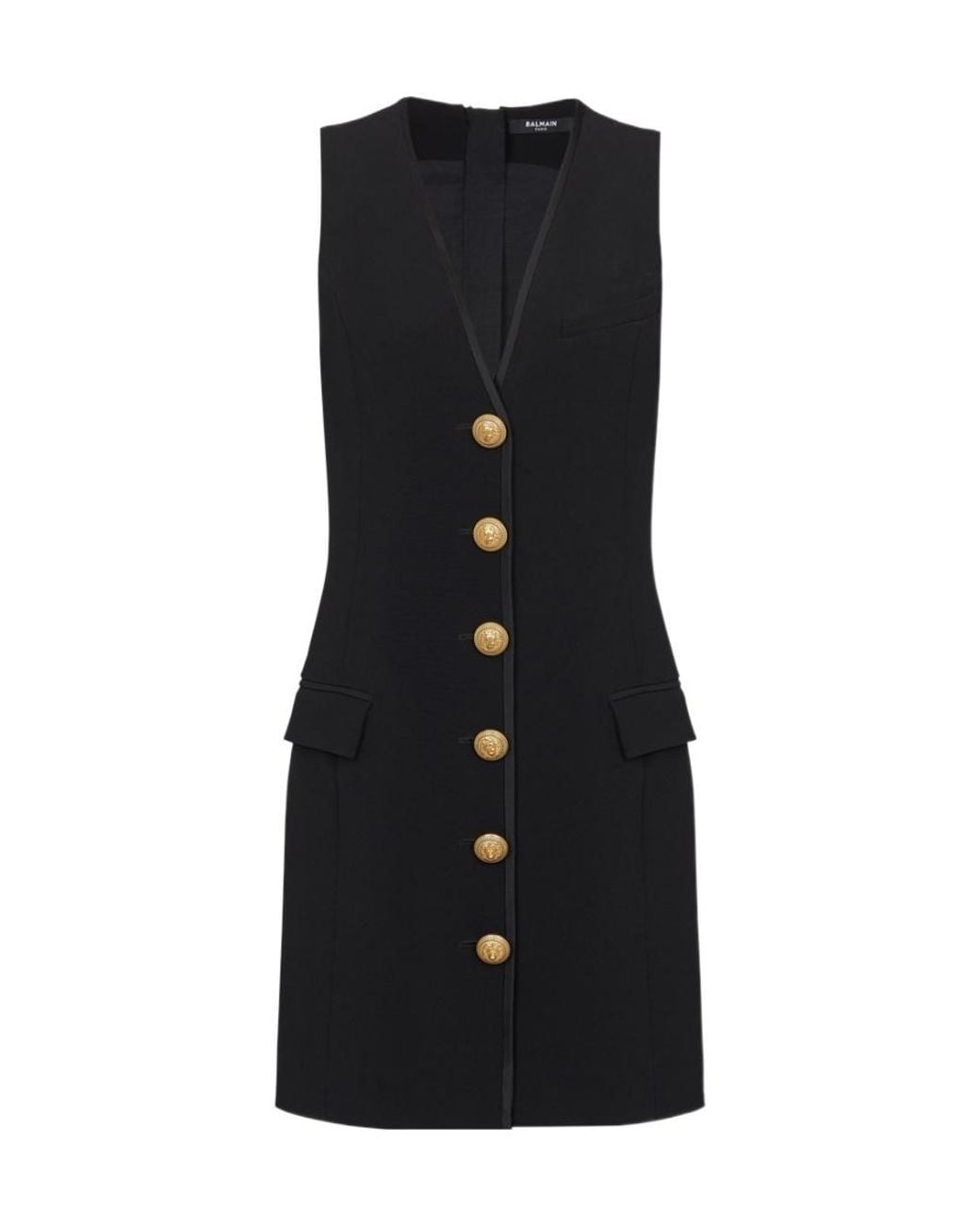 Balmain Black Sleeveless Crepe Dress