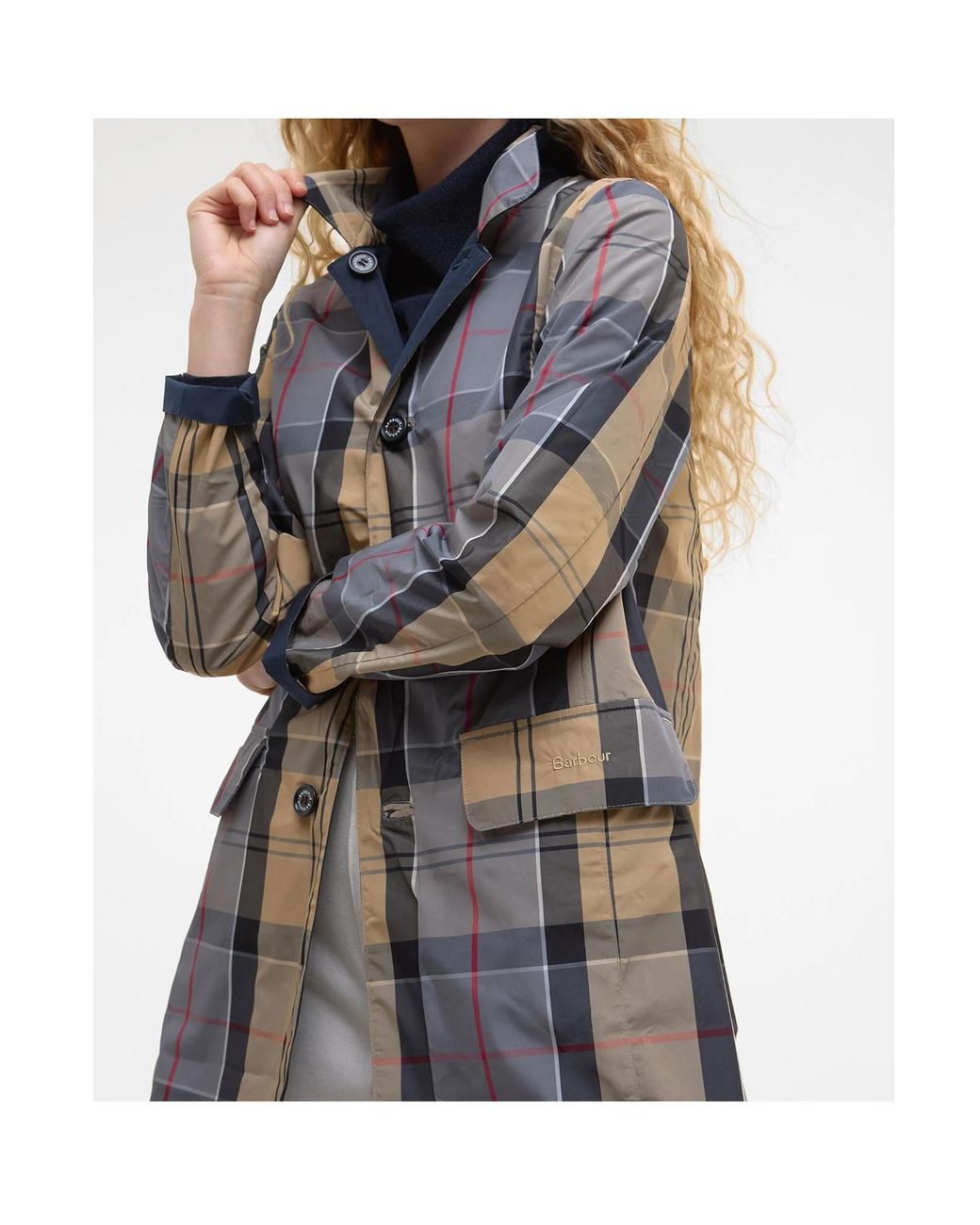 Barbour Blue Straight Hem Buttoned Coat