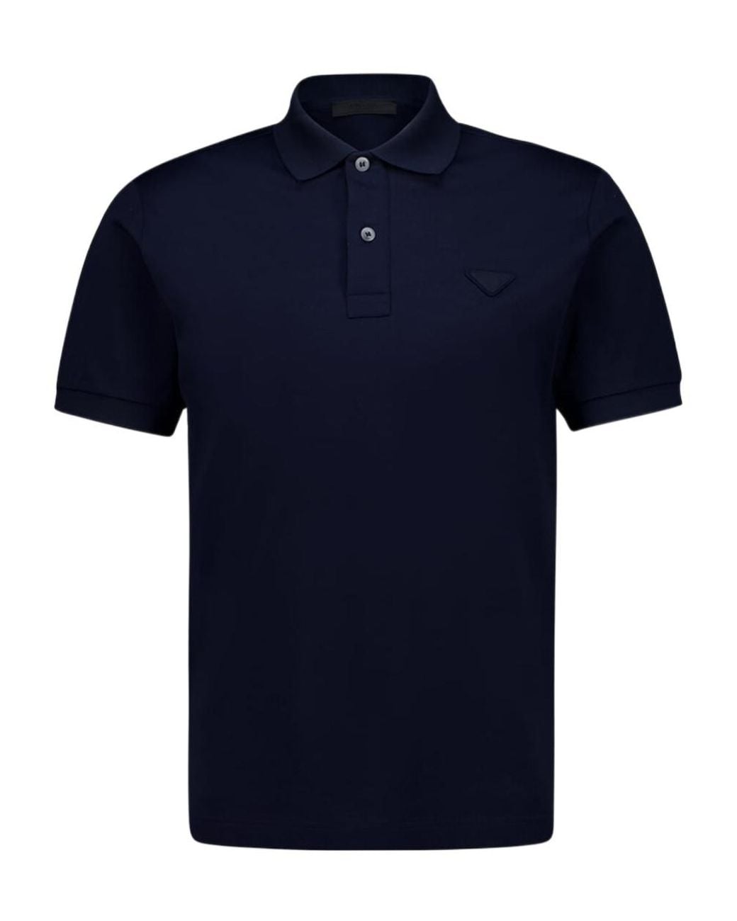 Prada Blue Triangle-Patch Short-Sleeved Polo Shirt for men
