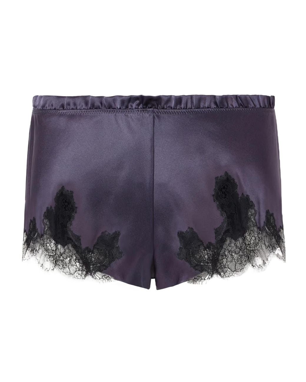 Carine Gilson Blue Lace-Trimmed Silk-Satin Shorts