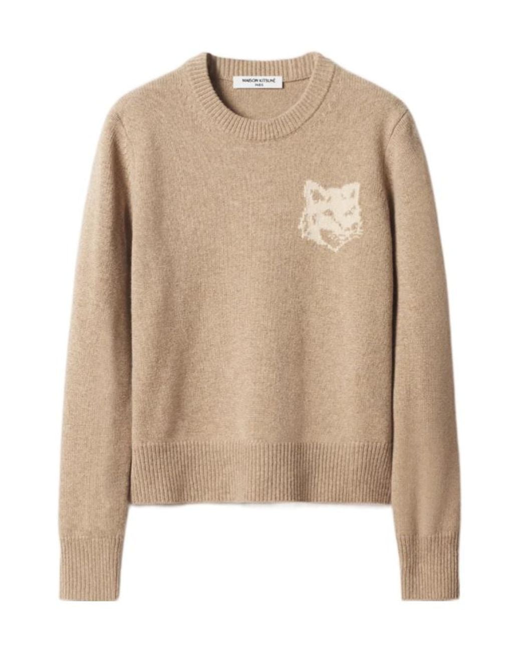 Maison Kitsuné Natural Fox Head Intarsia Merino Jumper