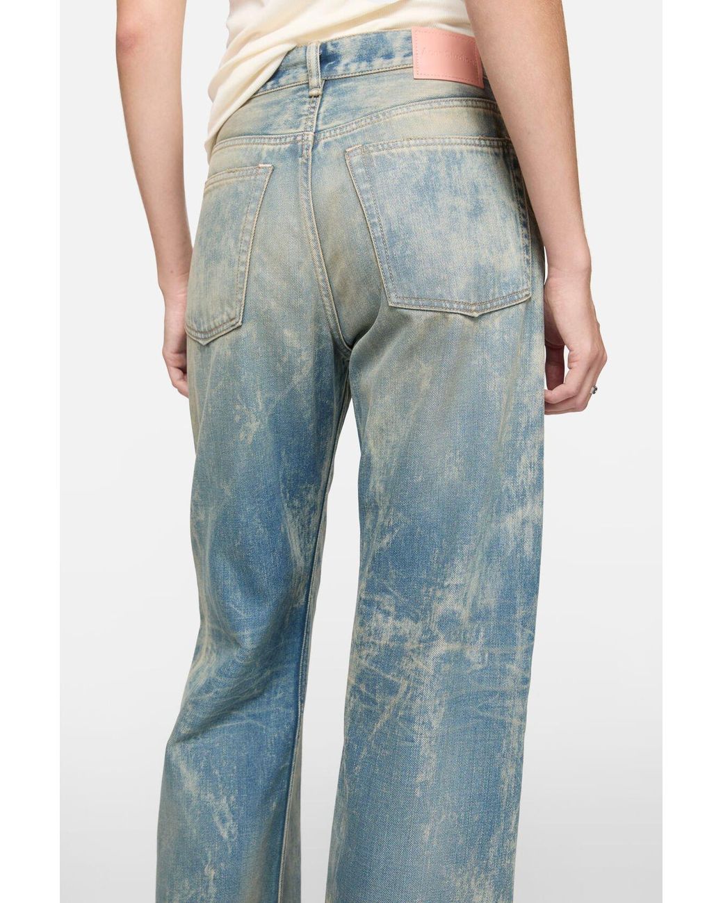 Acne Blue Patch Denim Wide-Leg Jeans