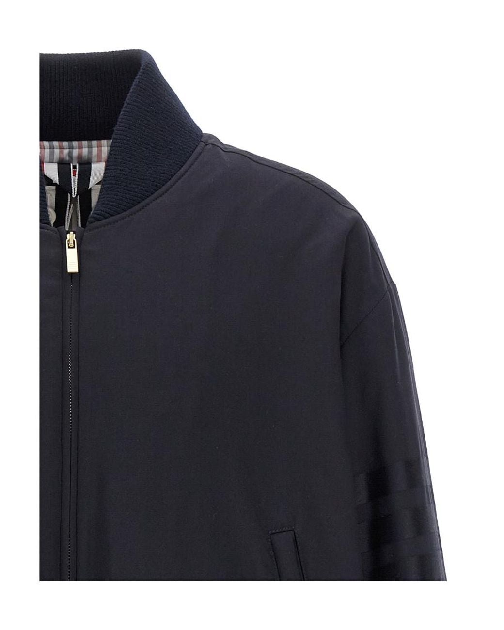 Thom Browne Blue Zip-Up Bomber Jacket for men