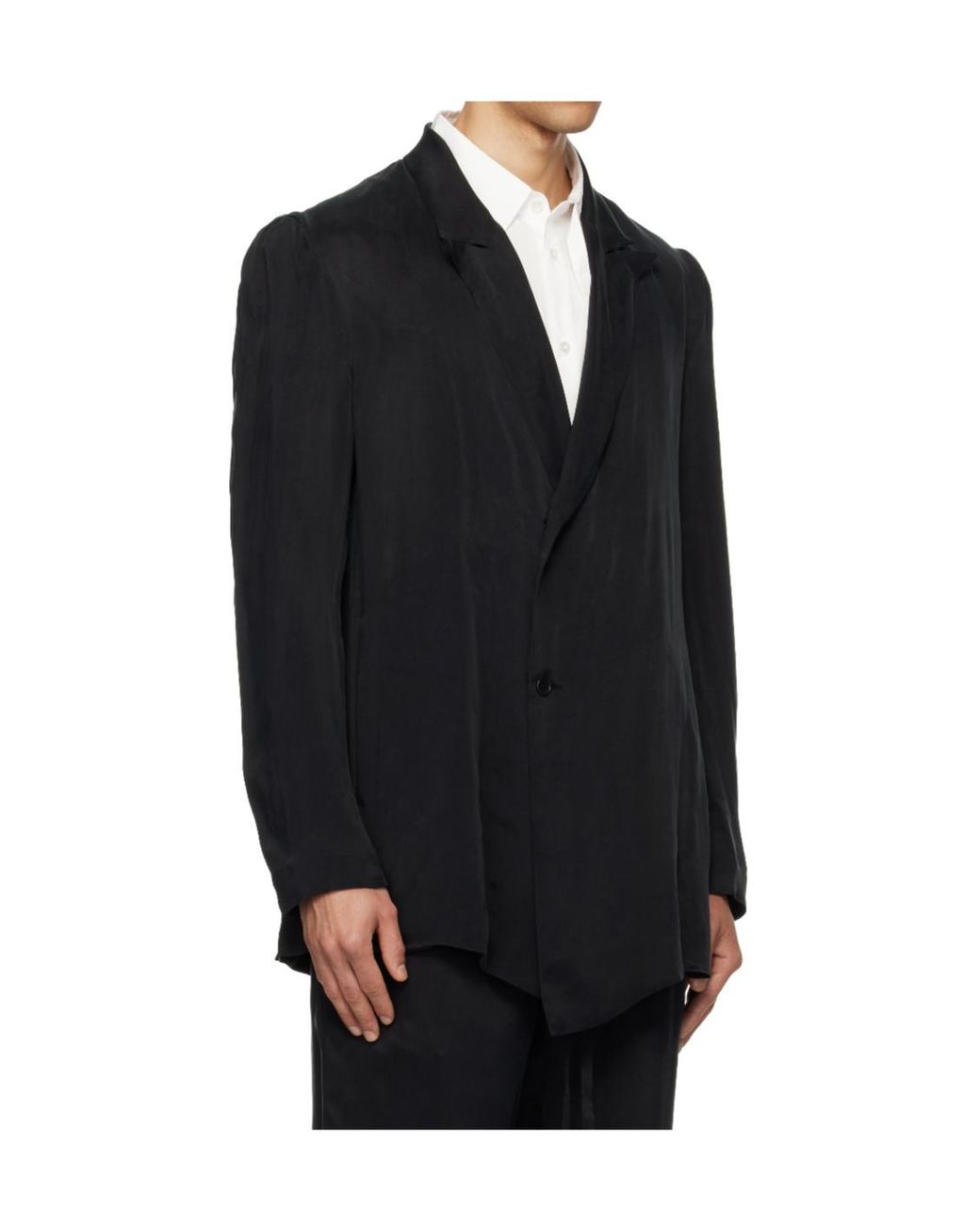 Post Archive Faction PAF Black Pointed Collar Coat for men