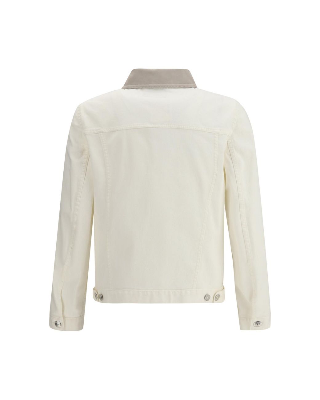 Brunello Cucinelli White Buttoned Denim Jacket for men