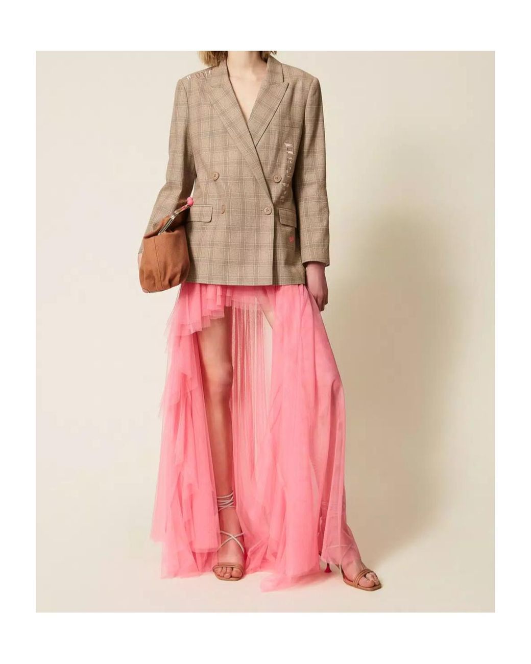 Twinset Pink X Myfo Asymmetric Tulle Skirt
