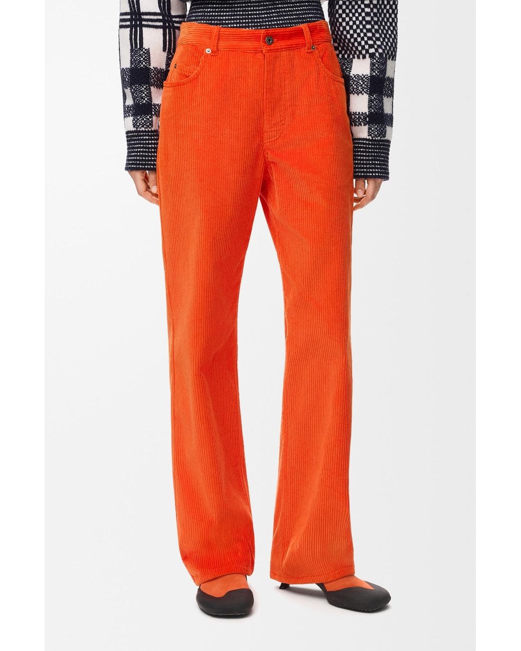 Loewe Orange Corduroy Straight Leg Trousers
