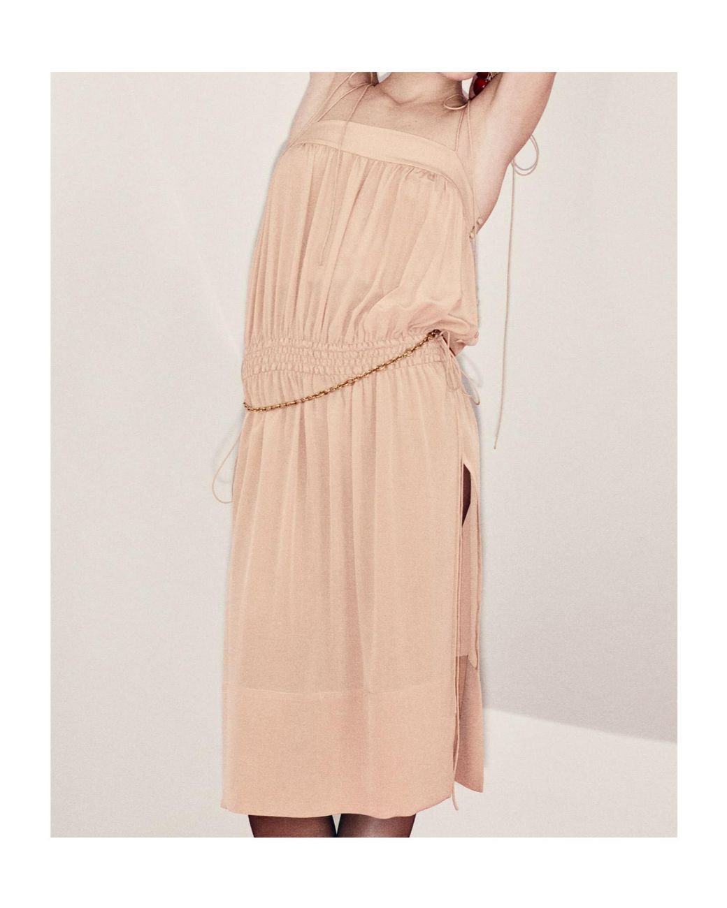 Saint Laurent White Balloon Sleeveless Midi Dress