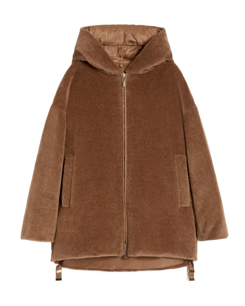 Max Mara Brown The Cube Olivia Reversible Zip-Up Hooded Coat
