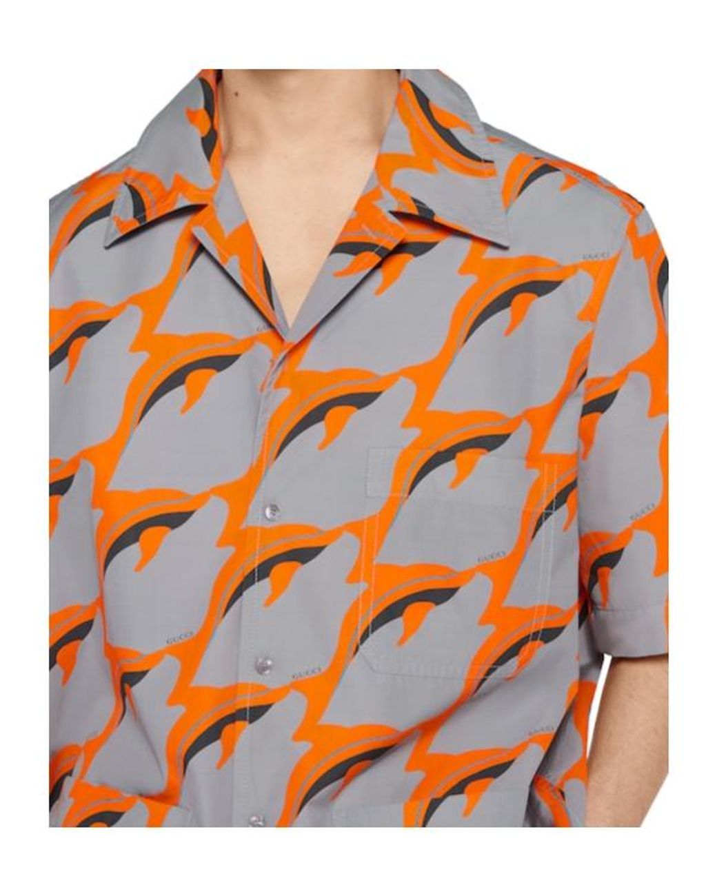 Gucci Orange Printed Shirt for men