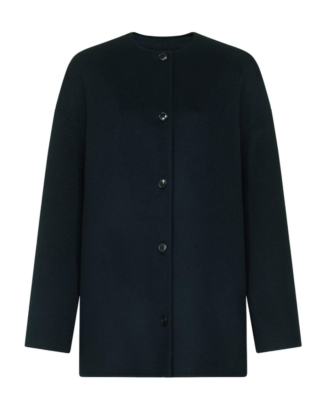 Loulou de Saison Blue Single-Breasted Crewneck Coat