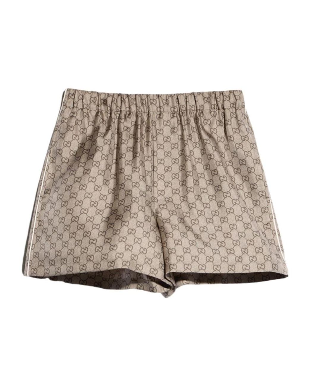 Gucci Natural Printed Twill Shorts