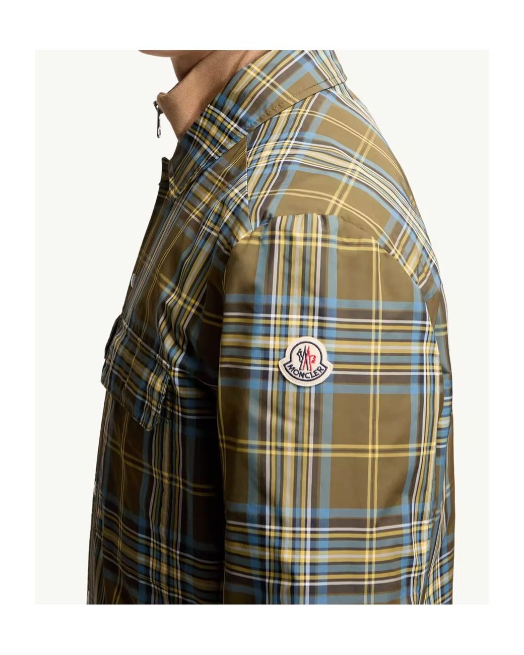 Moncler Green Checkered Long-Sleeve Shirt for men