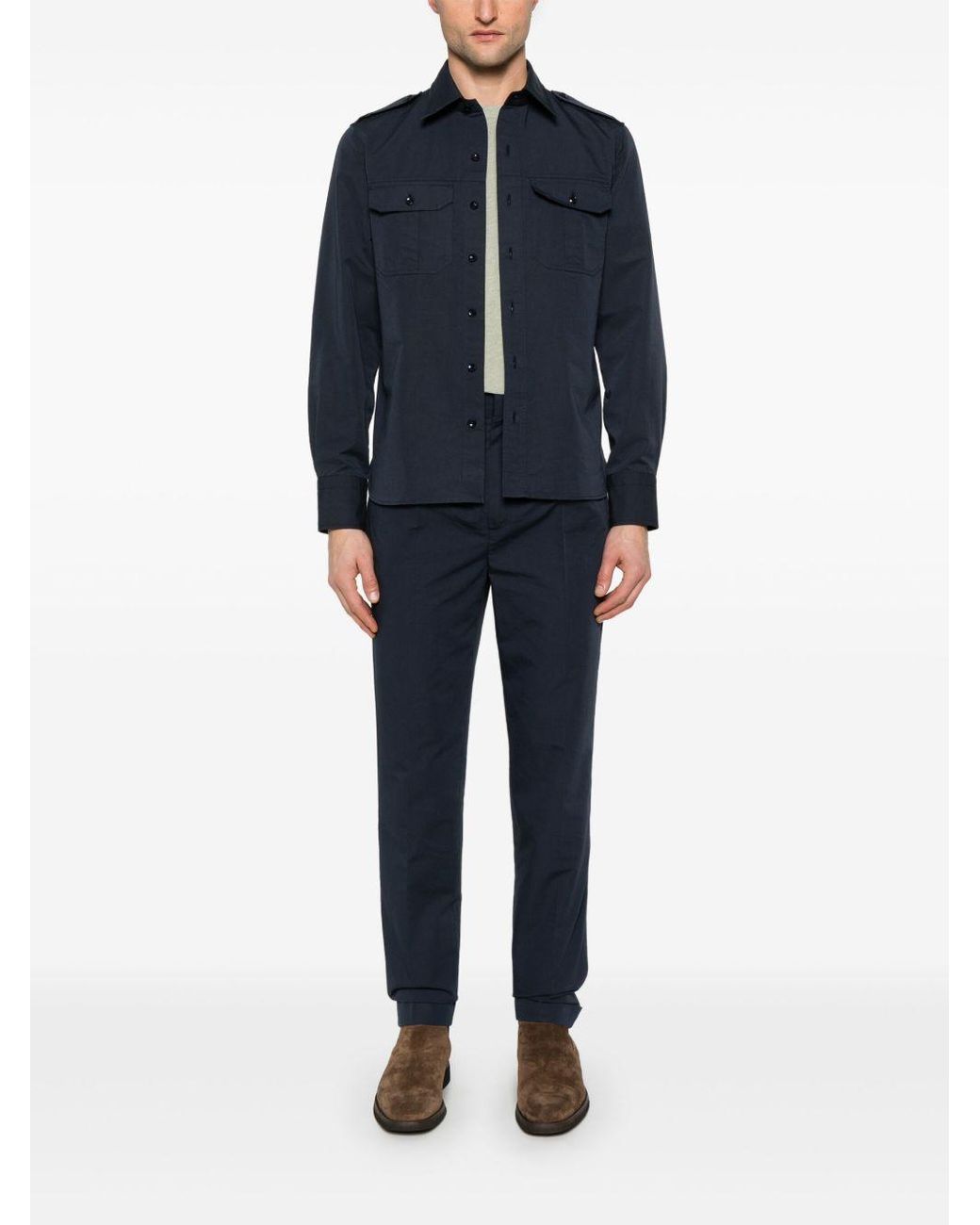 Tom Ford Blue トムフォード プリーツポプリンパンツ for men