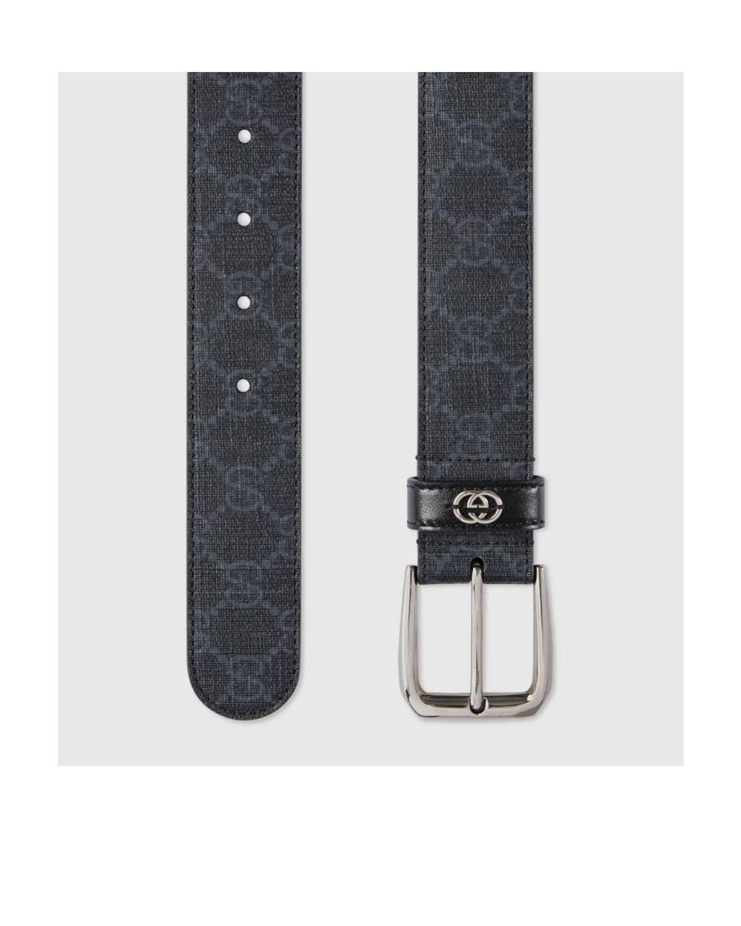 Gucci White All-Over Logo Embossed Buckle Belt for men