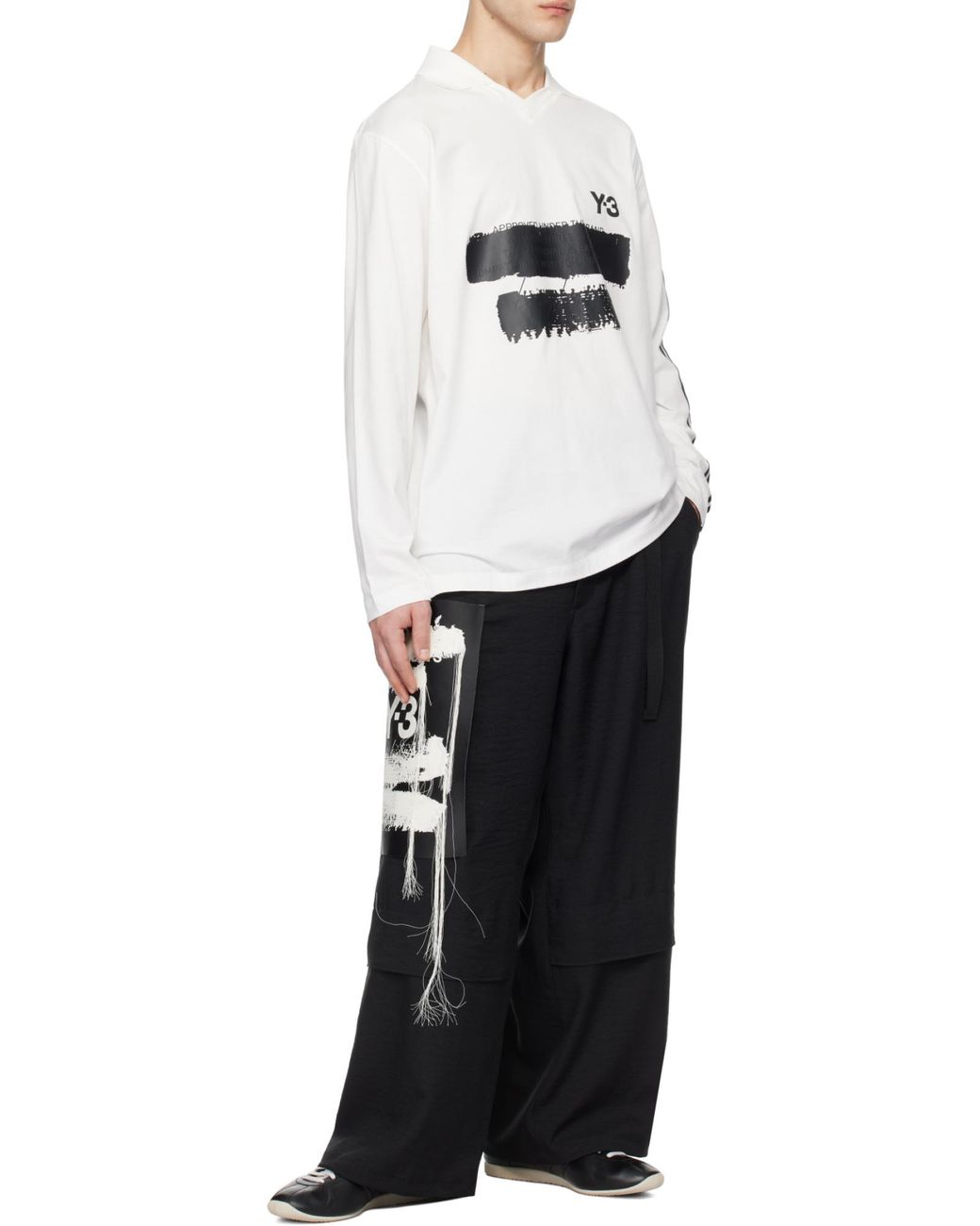 Y-3 White Graphic Logo Long Sleeve T-Shirt for men