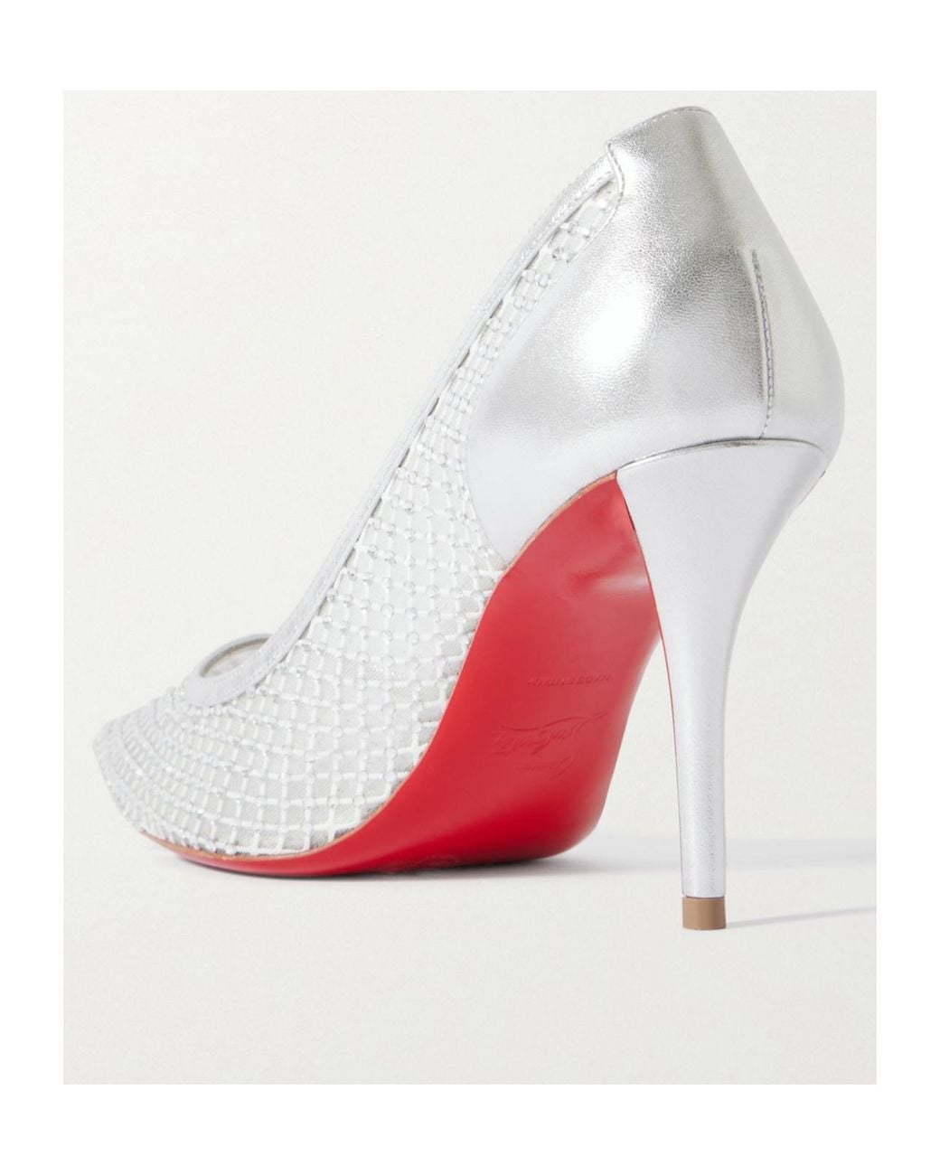 Christian Louboutin White Apostropha 80 Crystal-Embellished Mesh Pumps
