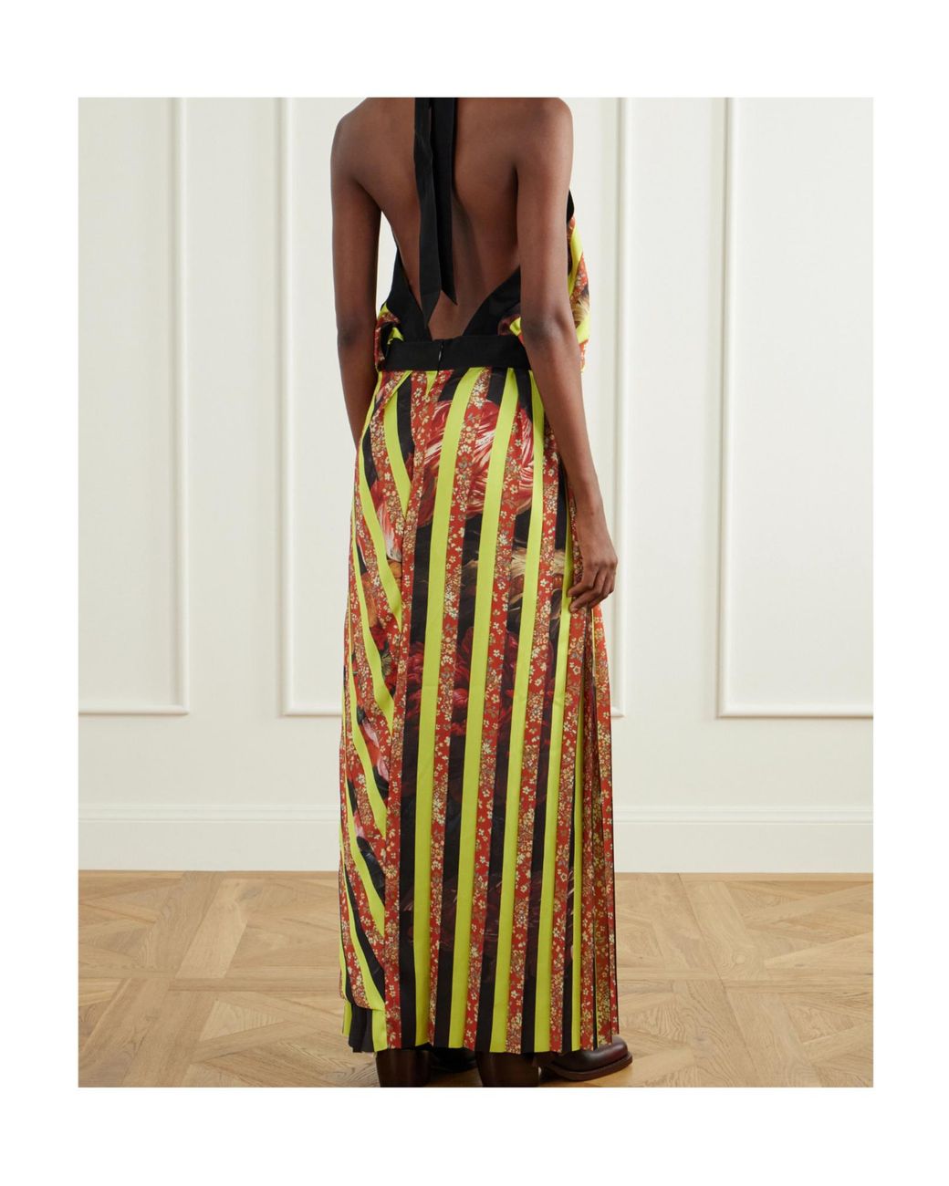 Dries Van Noten Metallic Printed Satin Maxi Dress