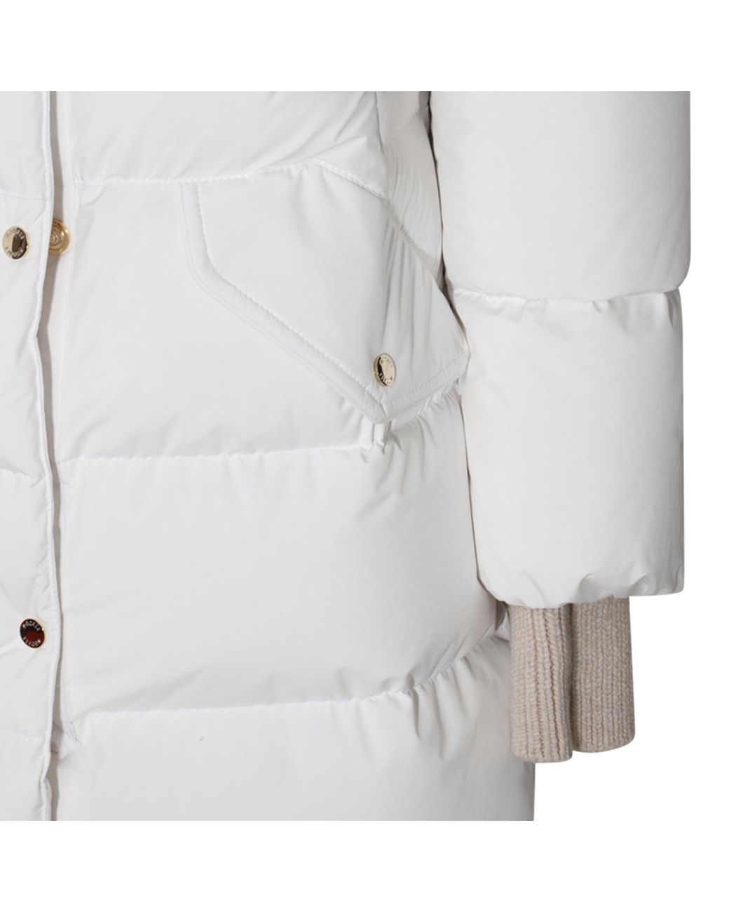 Moorer White Long-Sleeved Hooded Down Jacket
